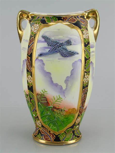 vintage nippon vases|vintage japanese hand painted vases.